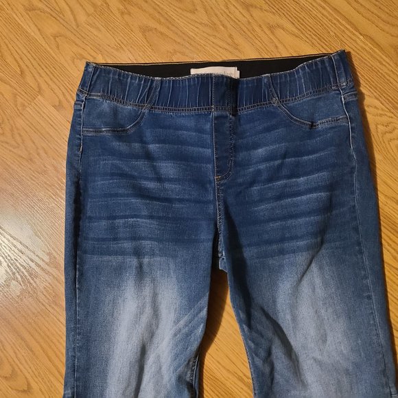 SOFT SURROUNDINGS PULL-ON FLARE JEANS HIGH RISE ELASTIC WAIST STRETCH DENIM sz L - Picture 3 of 7